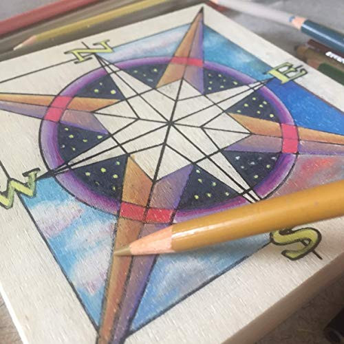 Compass Wander Coloring Wooden Board Art Craft Project- 6x6 inch  Gift for Travelers Wanderlust