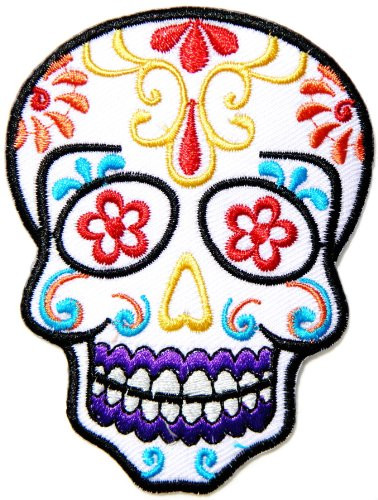 panicha biker patch Flower Sugar Skull Day of the Dead Lady Rider Logo Biker Jacket T shirt Patch Sew Iron on Embroidered Badge Custom