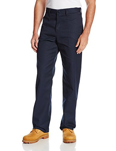 Dickies Occupational Workwear LP812NV 38x34 Polyester/Cotton Relaxed Fit Men's Industrial Flat Front Pant with Straight Leg, 38" Waist Size, 34" Inseam, Navy Blue