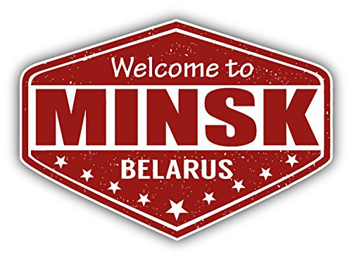Minsk City Belarus Grunge Travel Stamp Car Bumper Sticker Decal 5 inch x 4 inch