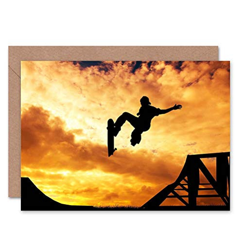 Wee Blue Coo Skateboard Ramp Sunset Photo Birthday Art Sealed Greeting Card Plus Envelope Blank Inside