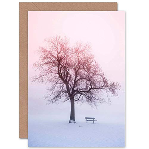 Wee Blue Coo Landscape Winter Tree Branches Snow Sunrise Blank Greetings Birthday Card
