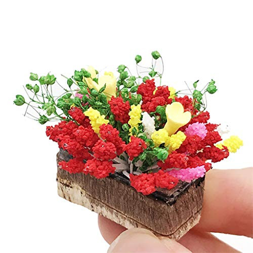 Ouniman 1 12 Mini Dollhouse Miniature Green Plant Flower in Pot Fairy Garden Accessory Decoration Miniature Dollhouse Pots Decor Moss Bonsai Micro Landscape DIY Craft Garden Ornament