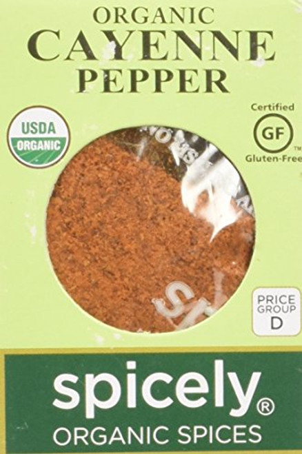 Spicely Organic Cayenne Pepper Powder 0.45 Ounce ecoBox Certified Gluten-Free