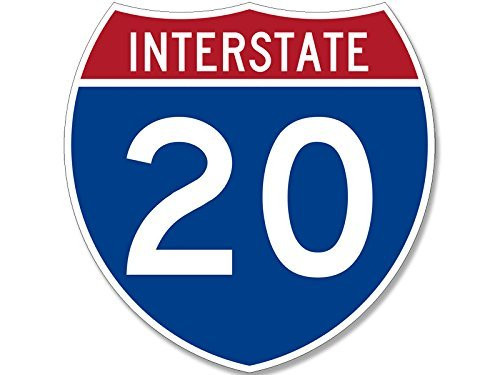LPF USA Interstate 20 Texas Freeway Sign Shaped Sticker  Road Trip rv Travel TX Dallas Fort Worth