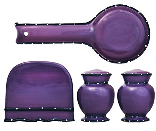 ACK Tuscany Colorful Puple Hand Painted Table Top set, 84325/28 5CQXG by