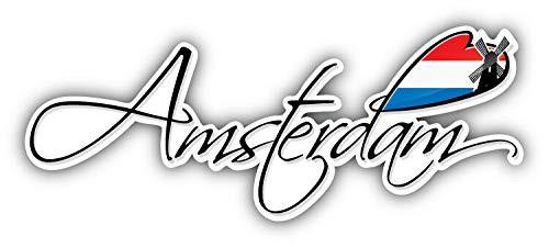 KW Vinyl Amsterdam World Flag Travel Slogan Truck Car Window Bumper Sticker Decal 5 inch Decal