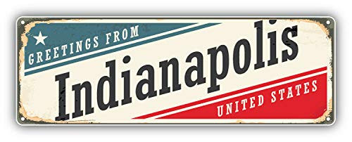 KW Vinyl Indianapolis Retro Travel Tin Sign Truck Car Window Bumper Sticker Decal 5 inch