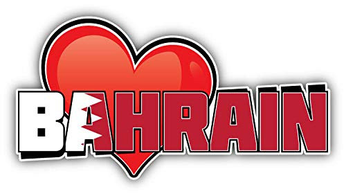 KW Vinyl Bahrain Art Heart Flag Travel Slogan Truck Car Window Bumper Sticker Decal 5 inch