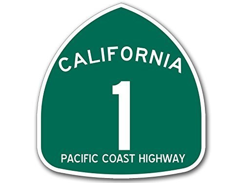 GHaynes Distributing Green California 1 PCH Pacific Coast Highway Sign Shaped Sticker Decal  Road rv ca Travel  Size  4 x 4 inch