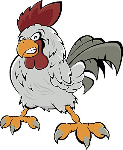 Strong Angry Rooster Chicken Cartoon Truck Car Bumper Sticker Vinyl Decal 5 inch