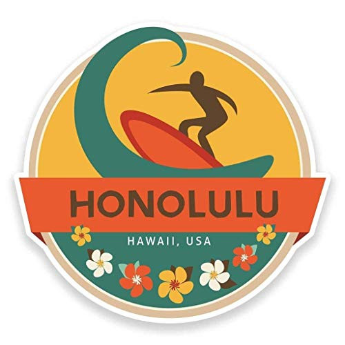 Honolulu Hawaii USA Vinyl Sticker Decal Laptop Car Bumper Sticker Travel Luggage Car iPad Sign Fun 5 inch