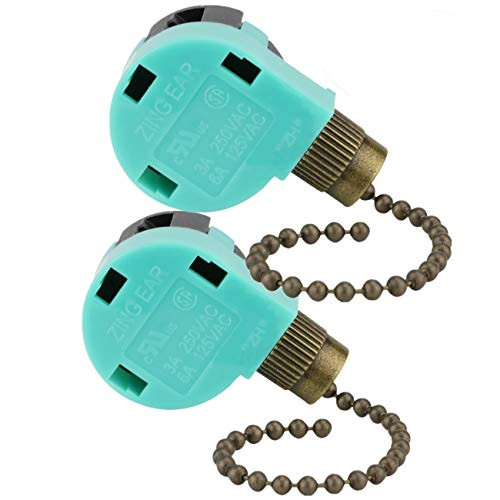Ceiling Fan Switch ZE-268S6 Zing Ear Switch 3 Speed 4 Wire Pull Chain Control Ceiling Fan Replacement Speed Control Switch