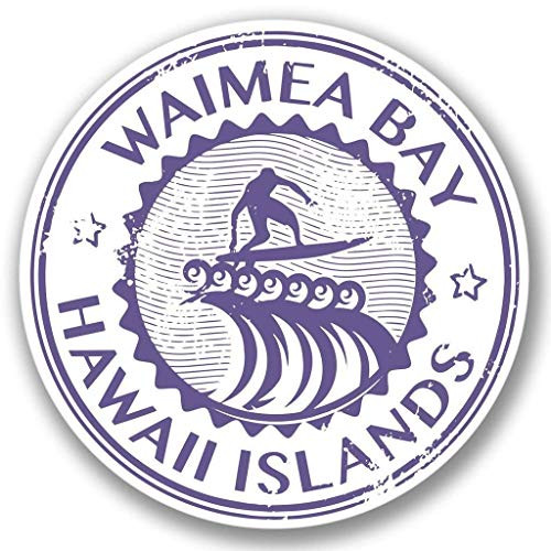 Waimea Bay Hawaii Surf Vinyl Sticker Decal Laptop Car Bumper Sticker Travel Luggage Car iPad Sign Fun 5 inch