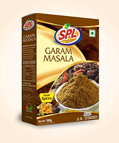 SPL Premium Garam Masala powder  3.52oz  100gm    Indian Spice Blend    All Natural   Vegan    Gluten Friendly    Indian Origin    Vegetable  and  Curry Spice Powder Mix