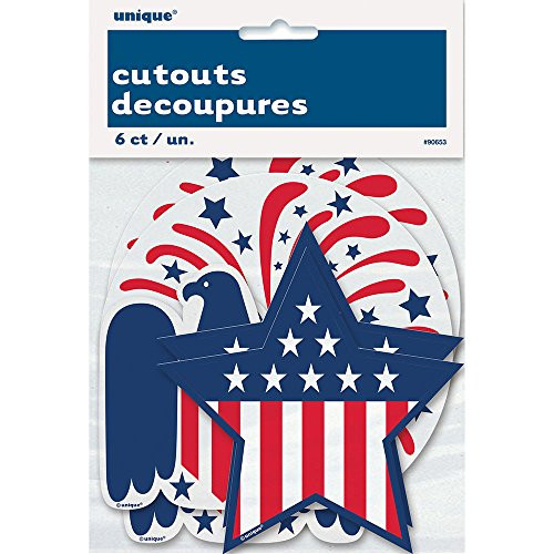 Paper Cutout Patriotic 4th of July Decorations, Assorted 6ct