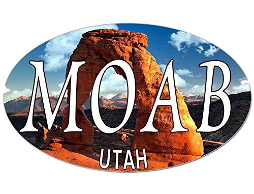 JR Studio 3x5 inch Oval Moab Utah Arch PIC Sticker -Decal Travel Bumper National Park Hike Vinyl Decal Sticker Car Waterproof Car Decal Bumper Sticker