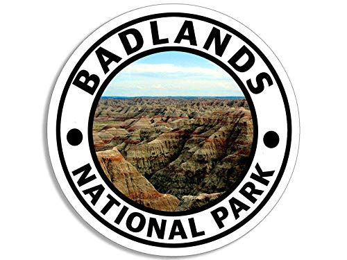 JR Studio 4x4 inch Round Badlands National Park Sticker -Decal Hike South Dakota rv Travel Vinyl Decal Sticker Car Waterproof Car Decal Bumper Sticker