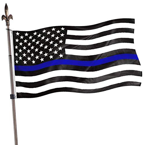 jiashu Thin Blue Line Police American Flags 3x5 Outdoor- USA Blue Stripe Police Flags - USA Honoring Law Enforcement Officers Banner with 2 Brass Grommets
