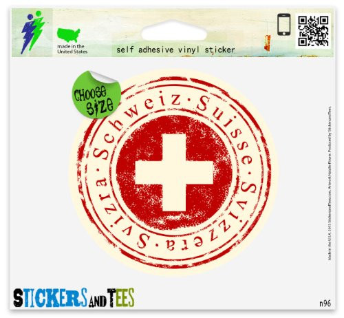 Switzerland Swiss Travel Vinyl Car Bumper Window Sticker 2 inch x 2 inch