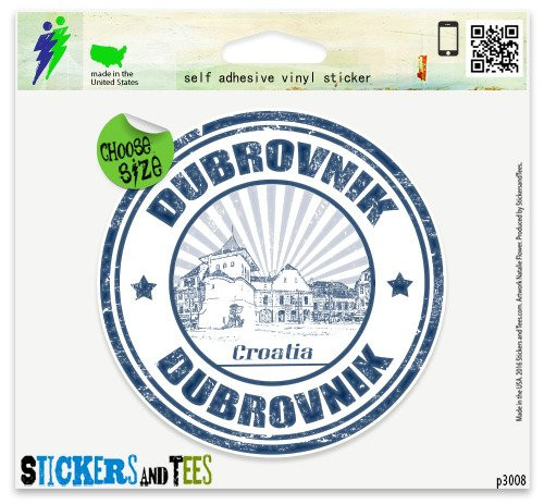 Dubrovnik Croatia Travel Stamp Vinyl Car Bumper Window Sticker 2 inch x 2 inch