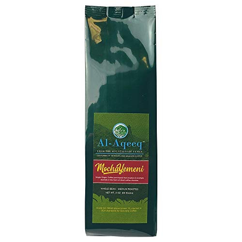 Al-Aqeeq  The Tiny Yet Powerful  Authentic Yemen Coffee  Freshly Roasted Yemeni Coffee  Mocha-Yemeni Coffee Beans  Coffee From Around The World  Arabica Coffee  Medium-Roasted Whole Bean Coffee  63g Pack
