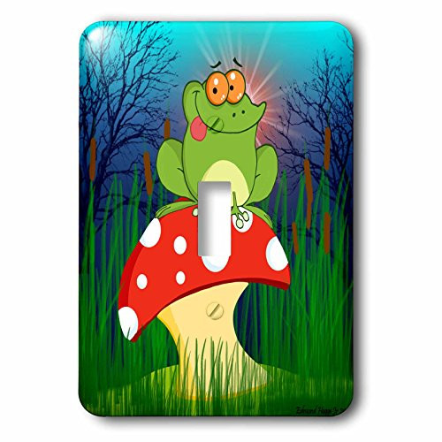 3dRose LLC lsp_63023_1 Frog On A Mushroom with Sunset Single Toggle Switch