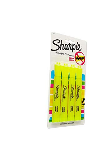 Sharpie Tank Style Highlighters  Chisel Tip  Fluorescent Yellow  4 Count New
