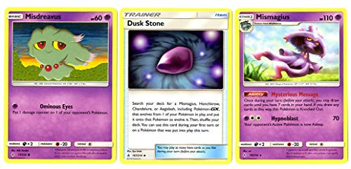 Evolution Card Set - Mismagius 78 214  and  Dusk Stone - Sun Moon Unbroken Bonds - 3 Card Lot