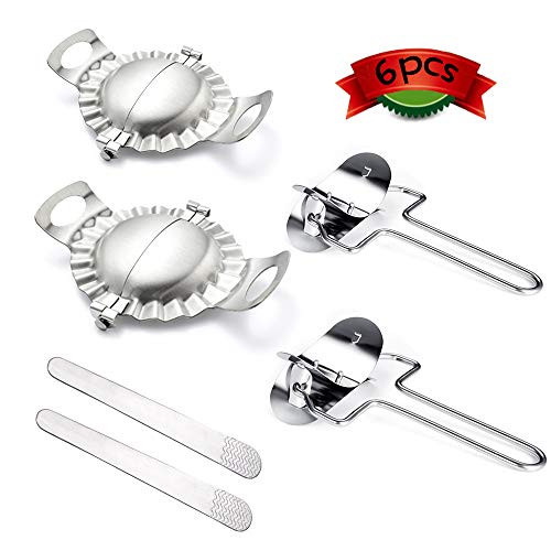 6PCS Dumpling Mold  304 Stainless Steel Dumpling Maker and Dough Press for Home Kitchen  Manual Pinch Dumpling Pie Ravioli Mould Pastry Tool  Dumpling Skin Cutter Stuffing Spoon