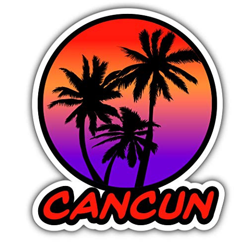 AK Wall Art Cancun Sunset Tropical Vacation Vinyl Sticker - Car Phone Helmet - Select Size