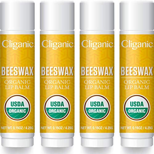 Cliganic Organic Lip Balm - Beeswax  Pack of 4