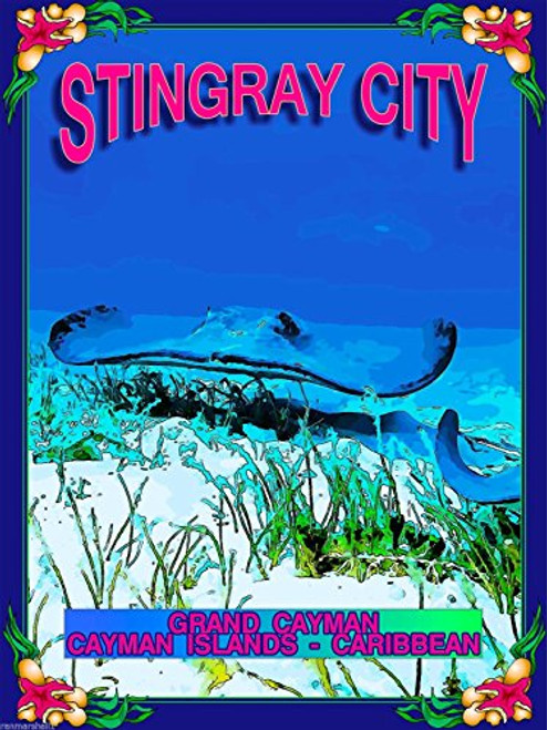 MAGNET Stingray City Cayman Islands Caribbean Island Travel Advertisement Art Magnet
