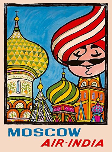 MAGNET Moscow Russia St. Basil s Cathedral Air India Travel Advertisement Magnet 2