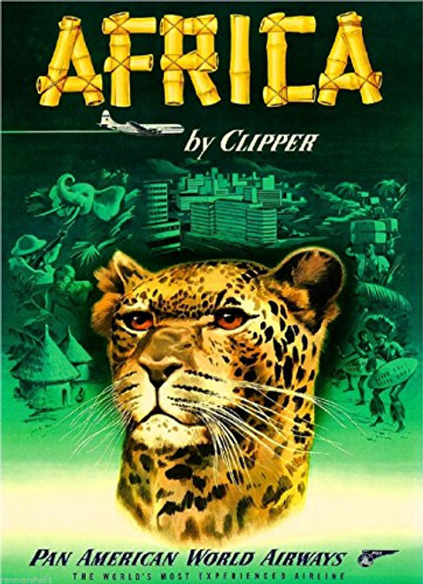 MAGNET Africa by Clipper Cheetah African Vintage Travel Advertisement Art Magnet