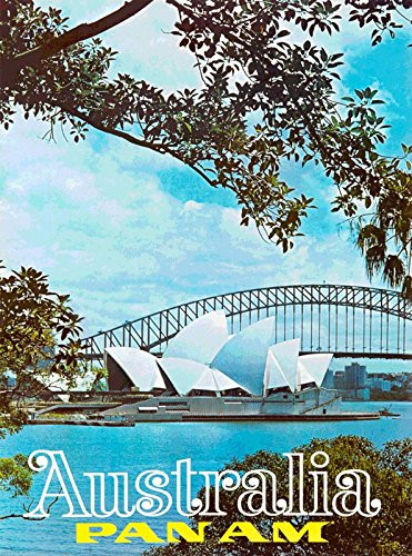 MAGNET Australia Pan Am Sydney Harbor Airline Vintage Travel Advertisement Art Magnet
