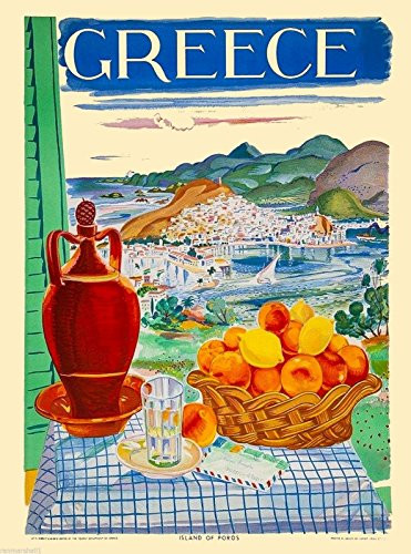 MAGNET Greece Greek Island of Poros Isle Europe Vintage Travel Advertisement Magnet