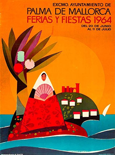 MAGNET 1964 Palma de Mallorca Balearic islands Spain Travel Advertisement Magnet Print