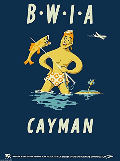 MAGNET Cayman Islands Caribbean Island by Air BWIA Travel Advertisement Art Magnet