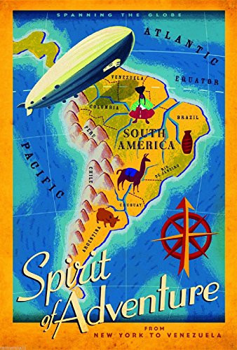 MAGNET New York to Venezuela South America Vintage Travel Advertisement Art Magnet