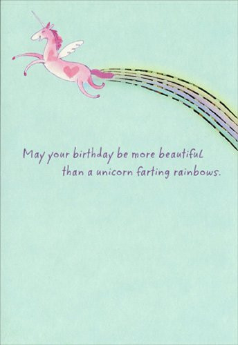 Unicorn and Rainbow - Sunrise Greetings Funny Birthday Card