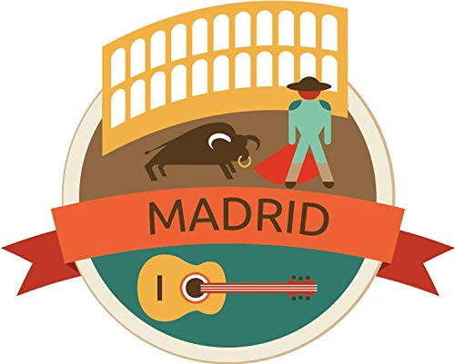 JJH Inc Magnet Madrid Spain World City Travel Label Badge Flexible Vinyl Magnet Waterproof Car Magnetic Bumper Sticker 5 inch