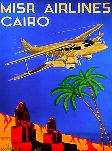 MAGNET Egypt Cairo Sphinx Airplane Egyptian Vintage Travel Advertisement Art Magnet