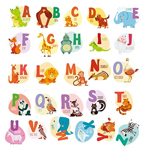 Animal Alphabet Wall Decals ABC Letter Wall Stickers Alphabet Decals for Kids Rooms Nursery Playroom Classroom  Alligator