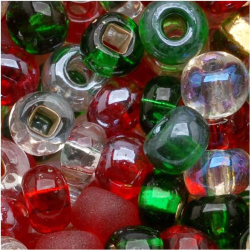 Jablonex Czech Seed Beads 6 0 Mix Deck The Halls Christmas  1 Ounce