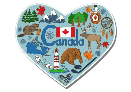 GT Graphics Canada Heart Local Native Culture Travel - 3 inch Vinyl Sticker - for Car Laptop I-Pad Phone Helmet Hard Hat - Waterproof Decal