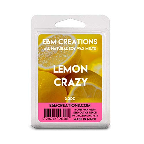 Lemon Crazy - Scented All Natural Soy Wax Melts - 6 Cube Clamshell 3.2oz Highly Scented!