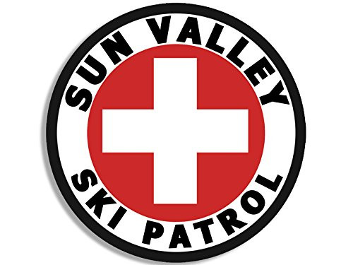 American Vinyl Round Sun Valley SKI Patrol Sticker  Idaho id Snow