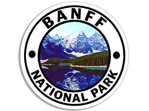 American Vinyl Round Banff National Park Sticker  Hike Travel rv Canada Alberta