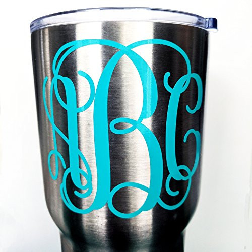 Custom Personalized Vine Monogram Initial Letter Sticker Decal Compatible with All Yeti Cups  Phone  Laptops  Tumblers  Car Windows  Boats  Notebooks  Many Sizes and Glitter Options Available